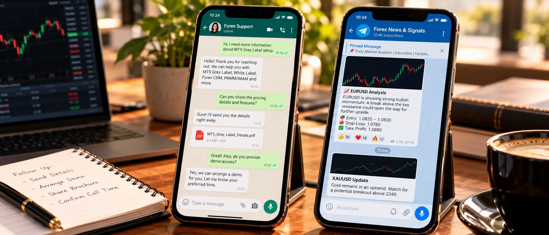 WhatsApp and Telegram chats side by side