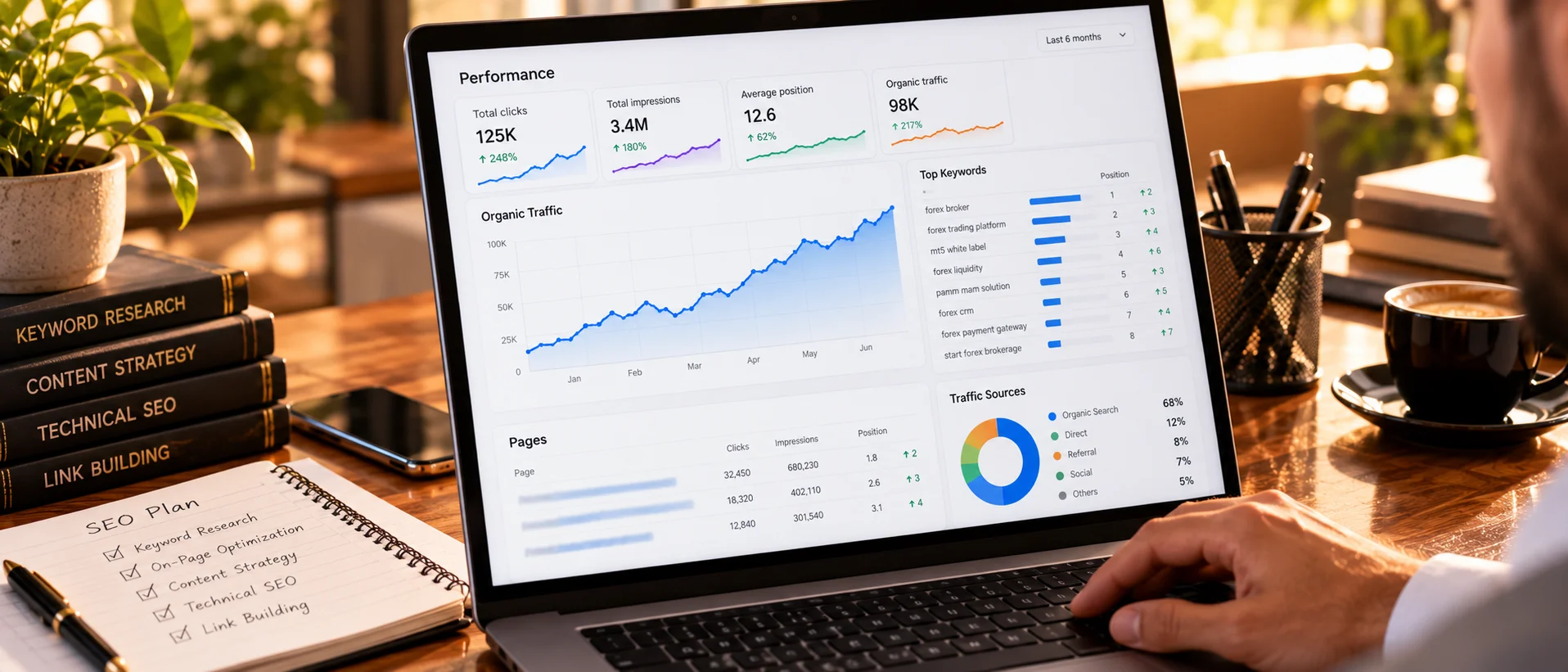 A rising search analytics chart
