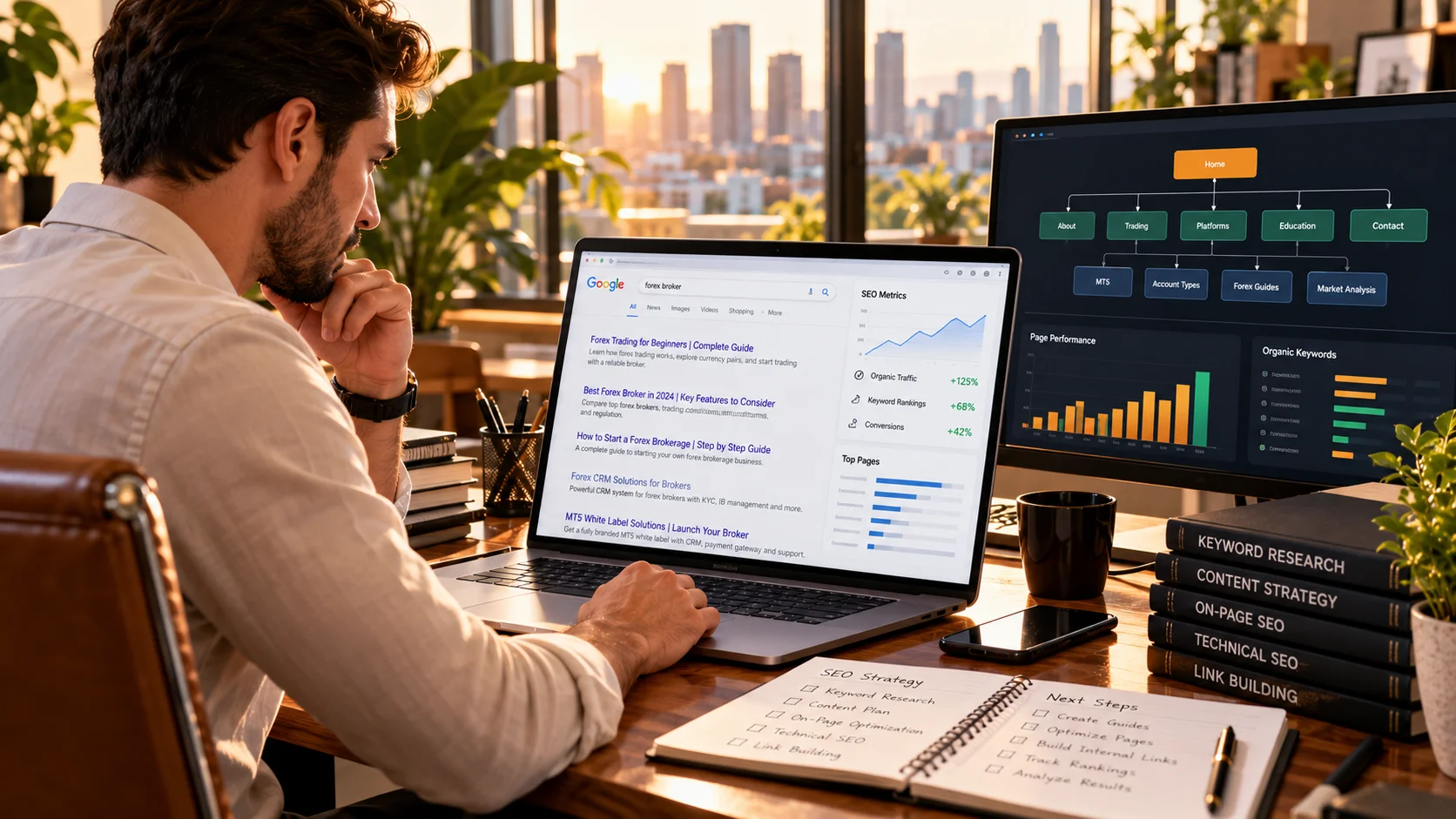 An SEO specialist reviewing search results