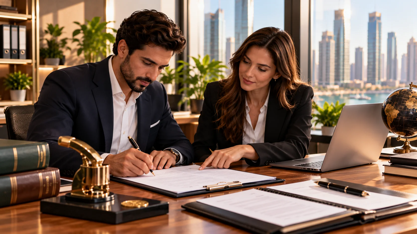 A founder and an adviser signing incorporation documents