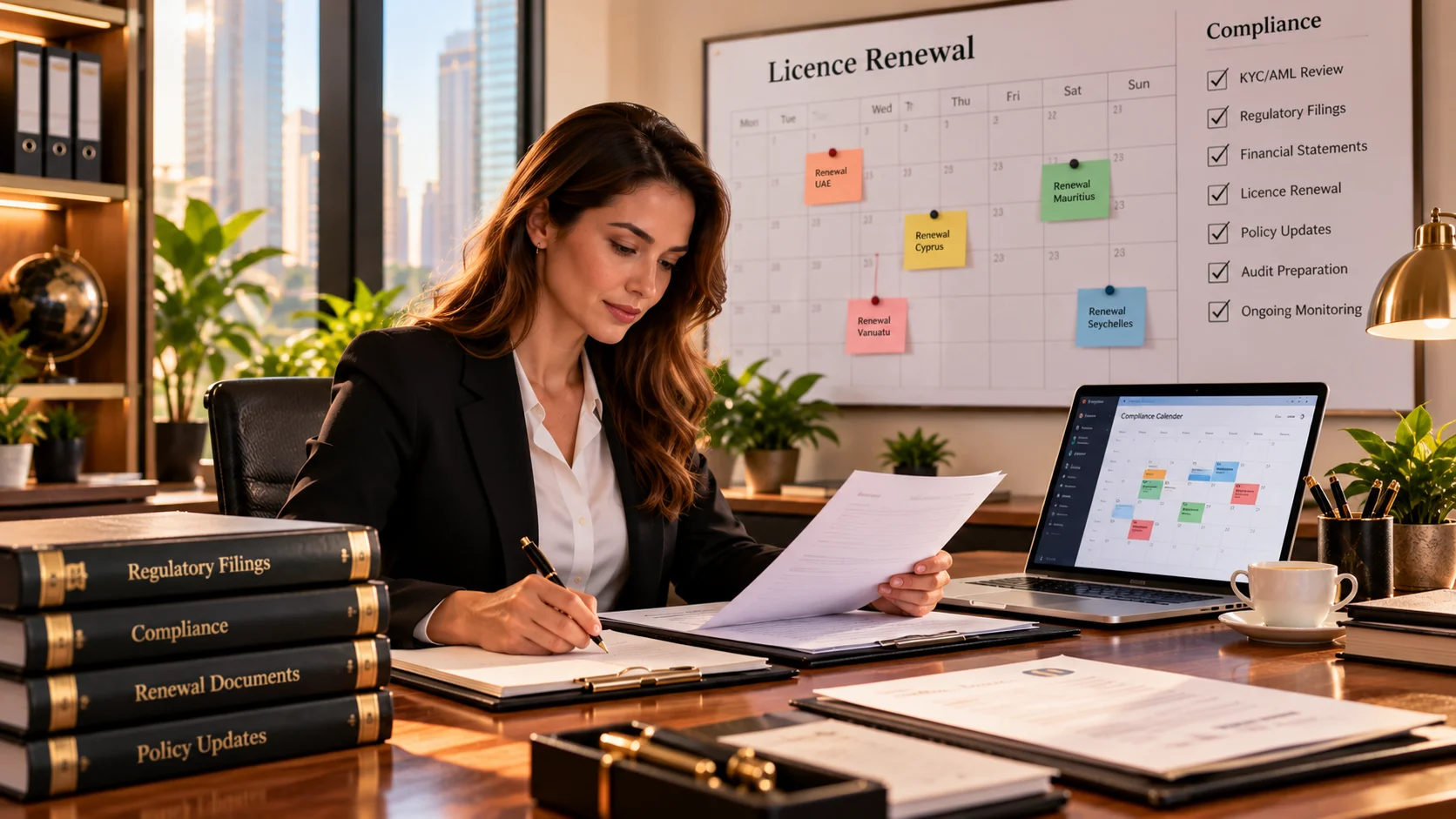 A compliance manager with a renewal calendar