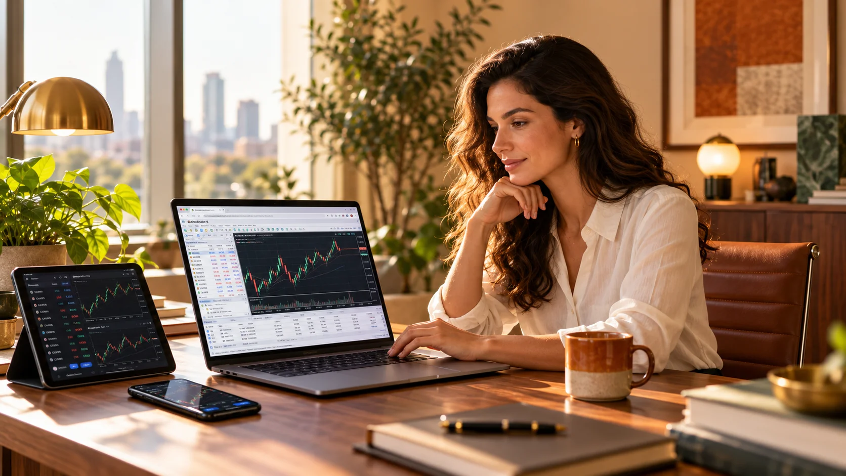 A woman trading on the MetaTrader 5 web terminal